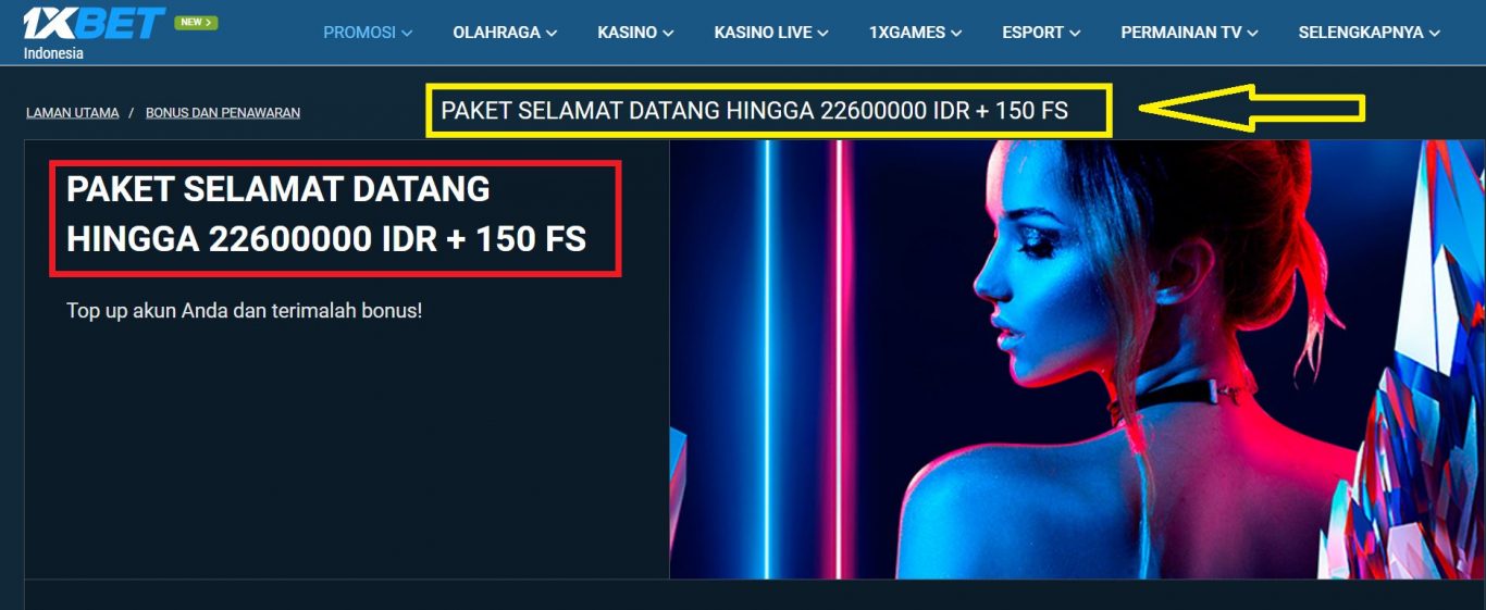 Setoran pertama bonus 1xBet kasino